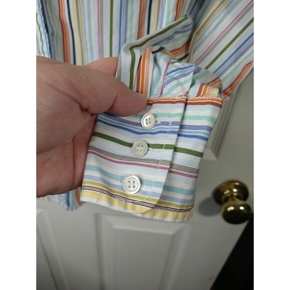 J. Crew Woman S Long Sleeve Collared Button Rainbow Striped Shirt Preppy... - Picture 5 of 9